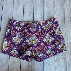 J.Crew Navy & Pink Paisley City Fit Chino Shorts Cotton Women's Size 4